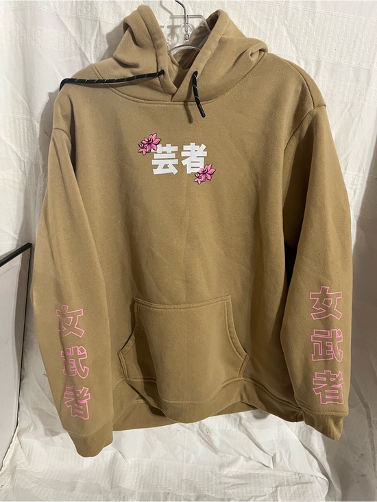 Other - Khaki Hoodie with Pink Floral Kanji Graphic - Women Other